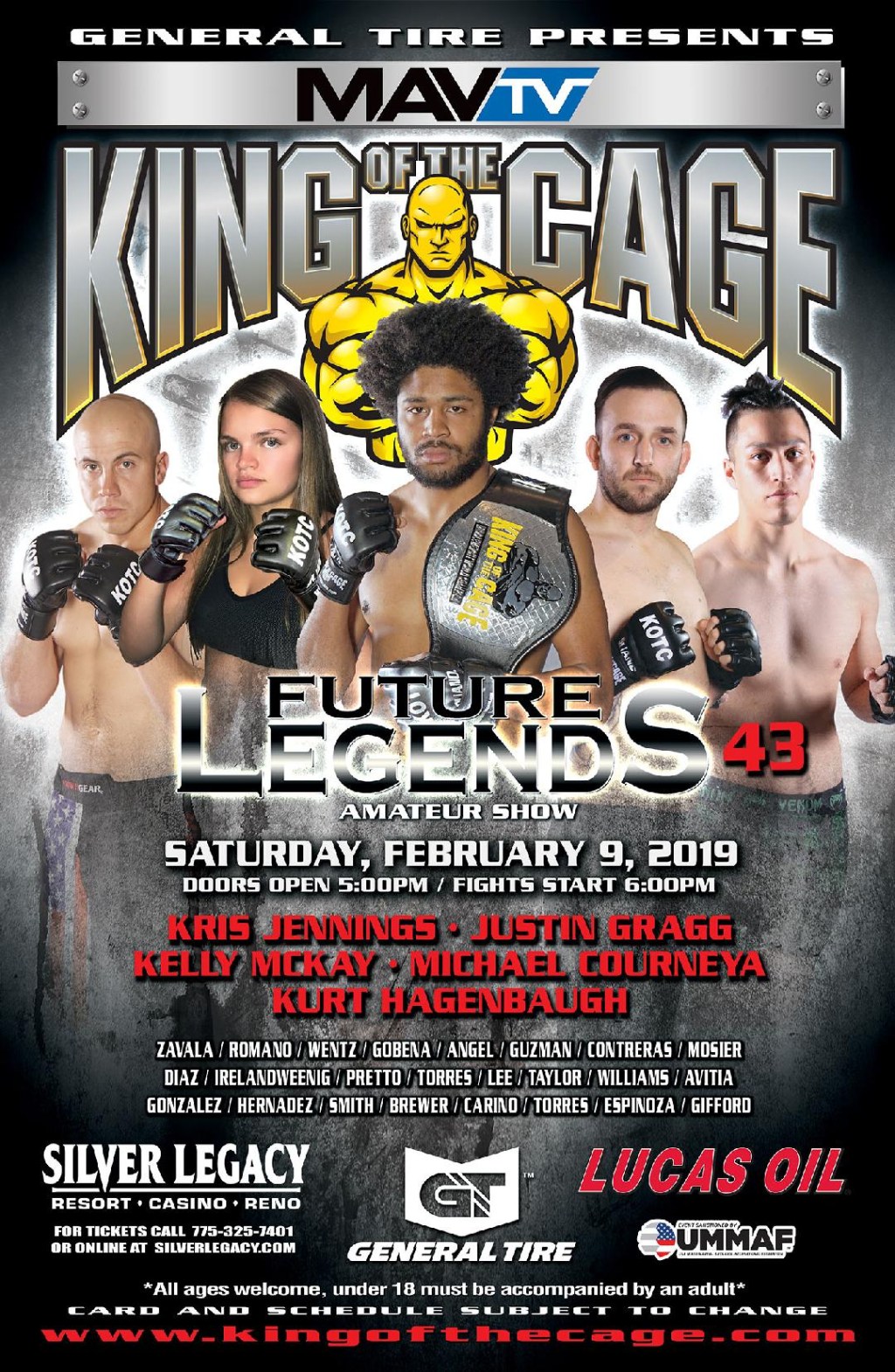 king of the cage returns to silver legacy resort casino reno on 1